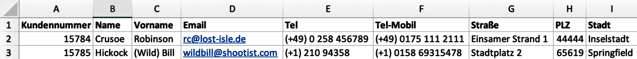 Eine Adressliste als Vorlage in Excel